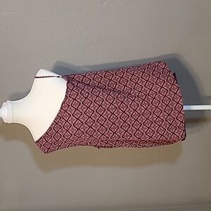 Seven Sisters XL Womens Geometric Print One-Shoulder Top Rust NWT